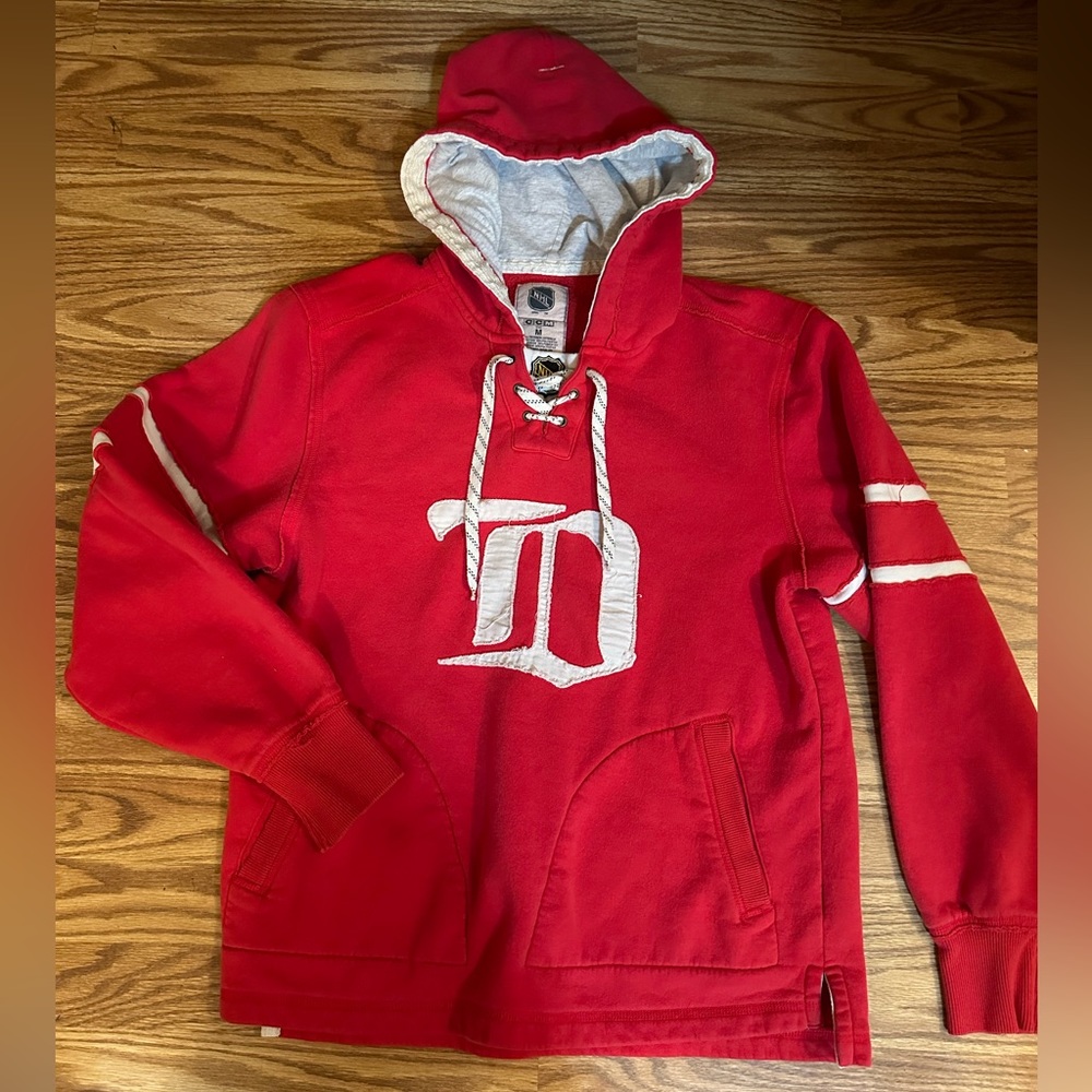 Nhl rare vintage retro style detroit redwings hoodie jersey